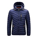 Herren Oversized Daunenjacke Leichte Winterjacke Mit Kapuze Steppjacke Mit ReißVerschluss Funktionelle Jacke Wasserabweisende Puffer-Jacke WäRme Outdoor Freizeitjacke Winter GroßE GrößE（L - 4Xl ）