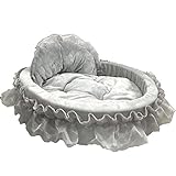 Hundebett Haustierbett Katzennest Eleganter Stil Vier Jahreszeiten Universelle Hundehütte Weiches Und Warmes Luxus-Welpenkissen Abnehmbar Und Waschbar Verbessert Den Schlaf,Grau,XL