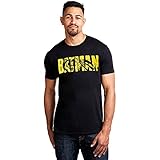 DC Comics Herren Batman Text T-Shirt, Schwarz (Black Blk), (Herstellergröße: Medium)