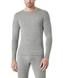LAPASA Herren 100% Merinowolle Leicht/Warm Thermounterwäsche Thermooberteil Funktionsunterwäsche leicht/dünn M29& Dicker M67, L, Grau meliert (Warm)