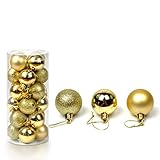 LINFEIKLJ 24pcs 4cm Christbaumkugeln Aus Kunststoff Bruchsicher Christbaumschmuck für Festsdekoration, Weihnachtsbaumschmuck LLLL+++ (Color : Gold)