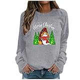 Weihnachtspullover Damen Ugly Christmas Sweater Weihnachten Pullover Schneeflocke Muster Weihnachtspulli Rentier Schnee Drucken Langarm Christmas Sweatshirt Xmas Langarmshirt Weihnachts Ob