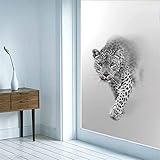 Fensterfolie selbsthaftend Tier Leopard Statische Fensterfolien Anti-UV Folie Für Zuhause Badzimmer oder Büro,Matt,mit sehr hohem Sichtschutz,grau,50 x 100