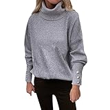 Herbst/Winter Gestreifter High-End-Knopfstrickpullover Einfarbig LäSsige Lose GroßE Pullover F