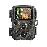scosao Mini Wildkamera 20MP 4K Jagdkamera Überwachungskamera mit Bewegungsmelder Fotofalle Infrarot Nachtsicht 60°PIR-Sensoren Weitwinkel 20m/65ft, 0,2s Trigger 2” LCD, Wasserdicht Nachtsichtk