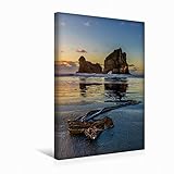 Premium Textil-Leinwand 30 x 45 cm Hoch-Format Sonnenuntergang am Wharariki Beach, Neuseeland | Wandbild, HD-Bild auf Keilrahmen, Fertigbild auf hochwertigem Vlies, Leinwanddruck von N N