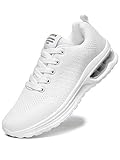 JIANKE Laufschuhe Damen Luftkissen Sportschuhe Leichte Atmungsaktiv Turnschuhe Fitness Gym Sneaker Straßenlaufschuhe Weiß, 39 EU (Etikette 41)