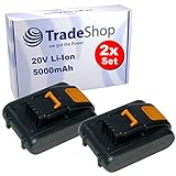 2X Trade-Shop Premium Li-Ion Akku 20V / 5000mAh für Worx WX166.9 WX167 WX170 WX170.2 WX170.6 WX175 WX175.1 WX175.9 WX176 WX176.3 WX176.9 WX178 WX178.1