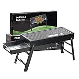 XLOO Falten Holzkohlegrill,Rauch BBQ,schubladen-holzkohlebox,kaltgewalzte Eisenplatte,Tragbar,Leicht zu Reinigen,Langlebig,Nicht Deformiert,Geeignet Für Camping- Und Gartenparty