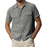 Kurzarmhemden Herren Shirts Regular Fit Einfarbig/Print Tunic Shirt Casual Freizeithemd Hemd T-Shirts Tops H
