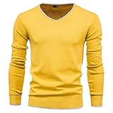 Herren-Pullover mit V-Ausschnitt, Langarm, bequemes Polyester-Strick-Sweatshirt, Baumwolle, V-Ausschnitt, Freizeit-Sweatshirts, gestrickt, lässig, gestreift, einfarbig verdickter Boden-Strickp