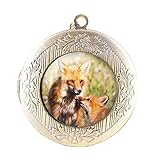 Fuchs Mutter und Baby Medaillon – Baby-Fuchs-Schmuck, Baby-Tier-Medaillon, roter Fuchs-Medaillon, Geschenk für Mutter, Wildtierschmuck