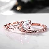 Rose Gold Farbe Doppelt Stapelbar Set Ringe Frauen Chic Zubehör Voller Zirkonia Weibliche Party Schmuck Ästhetische 2Pcs Ringe, C-F, F817, 9