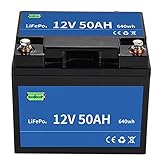 ASNHJH 12V 50-100Ah Lifepo4 Batterie Deep Cycles Wiederaufladbare Lithium-Eisenphosphat-Batterie Eingebautes BMS Für Auto LKW Boot RV Rasentraktor (Color : 12V 50AH)