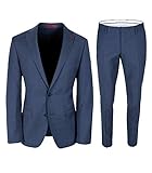 Roy Robson Herren Anzug Slim Fit 2-teilig Techno Suit aus Schurwolle Super'100 Business Abendanzug-Set, Mittelblau, 46