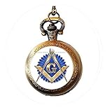 bab Freimaurer-Kette mit Anhänger und Kompass-Logo, Glaskuppel, 1 T