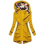 GFGHH Sweatjacke Damen Oberteile Drucken Lange Ärmel Hoodie Sweatshirt Jacke Pullover mit Einstellbarer Kordelzug Sportbekleidung Reißverschluss Taschen Kapuzenjacke Mantel Stehkragen Outdoorjack