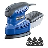 LUX-TOOLS MAS-135 Multischleifer mit Klett-Befestigung & Staubsaugeranschluss, inkl. Staubfangbox & Schleifblättern | 230V 135W Schleifmaschine mit 135mm x 95mm S