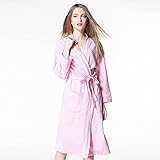 Obststand Reine Baumwollklessel Kleid Frauen Winter Warm Langer Robe Housecoat Weiche Baumwolle Bademantel Tuch Bademantel Bademantel Bademantel Bademantel (Color : Pink, Size : XL)