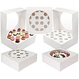 Kurtzy Weiße Cupcake Transportbox Karton mit Sichtfenster(5er Pack) - Muffin Box Karton für 20 Einzelne Mini Kuchen oder eine Große Torte - Torten Verpackung Karton für Partys, Bäckerei & Geschenk