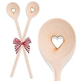 Logbuch-Verlag 2 Kochlöffel aus Holz HERZ 30 cm Geschenk Hobby Köche Hochzeit Umzug Geburtstag Gastgeschenk give-away Liebe Symbol Kundengeschenk