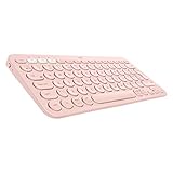 Logitech K380 kabellose Multi-Device Bluetooth-Tastatur mit Easy-Switch für bis zu 3 Geräte, schlank – PC, Notebook, Windows, Mac, Chrome OS, Android, iPad OS, Apple TV, Deutsches QWERTZ-Layout - R