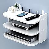 Set-Top-Box-Rack, mehrschichtiges Kabelmanagement-Lagerregal, TV-Multimedia-Konsole, offenes Router-Lagerwandregal/White / 30X20X24CM