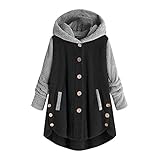 Copelsie Fleecejacke Damen Ohne Kapuze, Teddy Fleecejacke Damen Lang Fleecemantel Große Größen Teddymantel Zweireihig Langarm Mantel Plüschjacke Revers Wintermantel Übergroße Damenmantel Einfarbig