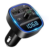 LENCENT Bluetooth FM Transmitter Auto, Radio Adapter Bluetooth Transmitter für Auto Radio, Freisprecheinrichtung, 2 USB-Ports, Unterstützt SD-Karte, USB-Stick