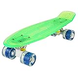 WeSkate 55CM Mini Cruiser Skateboard Blinkender Deck, Kunststoff Skateboard mit LED Leuchten/Deck Komplett Retro Skate Board für Jungen Mädchen Kinder Jugendliche Erw