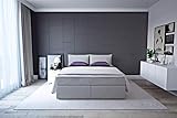 Betten Jumbo Noble Boxspringbett (H3 Grau, 180 x 200 cm mit Bettkasten + V2 Topper)