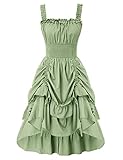 Damen Sommerkleid Ärmellos Kleider Camisole Knielang Einfarbig A Linie Cocktail Kleid L Grau Grü