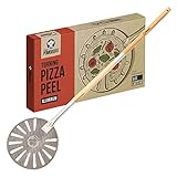 Chef Pomodoro drehbarer Pizzaschieber, 23cm, Aluminium mit abnehmbarem Holzgriff zur einfachen Lagerung, 120cm Länge, Gourmet-Pizzaschaufel für das Backen von selbstg