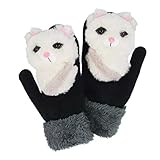 Sdacndas Winterhandschuhe Handschuhe Katze Klaue Niedlich Winterhandschuhe Fingerlos Halbhandschuhe Plüsch Fingerhandschue Winter Pfotenhandschuhe Mädchen Frauen O