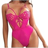 HCOO Sexy Unterwäsche Damen Baumwolle BH Spitze Sexy Spitzen Unterwäsche Damen Sexy BH Set Sexy Unterwäscheset Damen Set Reizwäsche Damen Set Dessous-Sets Fã¼R Damen (Pink,L)