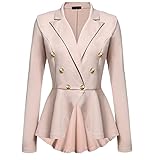 PWKNRD Blazer Damen Langarm Mantel Jacke Elegant Einfarbig Cardigan V-Ausschnitt Wintermantel Tasten Übergangsjacke Outwear Tailliert Strickjacke Zweireihiger Anzugjacke für Office B