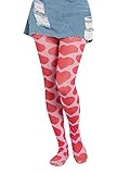 Winkinlin Y2K Sexy lange Strümpfe, modisch, Vintage, E-Mädchen, hohe Taille, Herz/Blume/Wolke/Karomuster, dehnbar, eng anliegende Leggings, rot, O