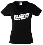 The Big Bang Theory Bazinga Damen T-Shirt Funshirt XS-XXL Schwarz-L