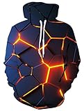 ALISISTER Unisex Hoodie 3D Lustig Galaxis Feuer Schädel Drucken Kapuzenpullover Sweatshirt Lässige Langarm Pullover Kapuzenpullis mit Taschen M