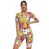 Anantty Damen Sport Fitness 2-teilige Sets, Kunst Bunt Tiger Zweiteiler Freizeitanzug Shorts Hausanzug Freizeitanzug Yoga Sportanzug Jogginganzug T-Shirt und Shorts Set Nachtwäsche für S