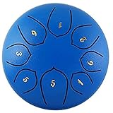 Tongue Drum, Stahlzunge Trommel 6-Zoll-8-Anmerkungs-Percussion Handtrommel, mit Holzhammer Aufbewahrungstasche, verwendet für Music Education-Konzert Spirituelles Heilung Yoga Meditation, Blau ,S