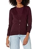 Amazon Essentials Damen-Strickjacke, leicht, Vee, Rot (Burgundy Bur), M