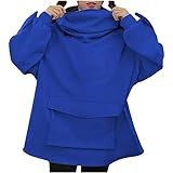 Frauen Frosch Hoodie Sweatshirt Langarm Niedlich Kawaii Dino Hoodies Casual Pullover Crop Top Tier Kleidung Mädchen Teen Lose Bluse Pullover Tee Shirts Streetwear, 02 blau, 46