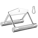 Rudergriffe für Kabelzug mit Karabinerhaken Fitnessgeräte Gummierter Sattelgriff Vollstahl Rudergriff für Krafttraining und Kabelzug (Silber)