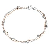 MATERIA Kugel Armkette rosegold Damen - 925 Silber Armband Frauen rose vergoldet 19cm in Geschenk Etui SA-109-R