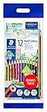 STAEDTLER Noris colour Buntstifte, hohe Bruchfestigkeit, Sechskant, Set mit 12 Farben, Bonuspack mit Radierer und Bleistift, 61 SET6, 3 Stück