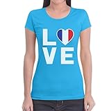 Love France Frankreich - Geschenkidee für Frankreich Fans Damen T-Shirt Slim Fit X-Large Hellb