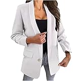 Blazer Damen Einfarbiger Anzugmantel Business Casual Anzug Langarm Bluse mit Umlegekragen Cardigan Oberteile mit einem Knopf Bürodame Berufskleidung Winterjacke Übergangsjacke Anzugjack