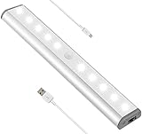 Einfache Montage Bewegungsmelder Nachtlicht 10 Led Schranklicht Kleiderschrank Schrankbeleuchtung Mit Lichtsensor Rechargeable Batterie Magnet FüR Schrank KüChe Flur Schublade (1 Pack)