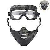 Skibrille Abnehmbare Maske Airsoft/CS/Skifahren/Schneemobil/Radfahren/Halloween Sports Goggle Maske Taktische Paintball-Gläser KT01 (Farbe : BCP)